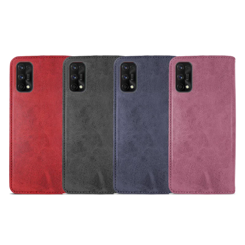 Capa Livro Apokin para Realme 7 Pro Pele Sintética com Porta-Cartões Preto
