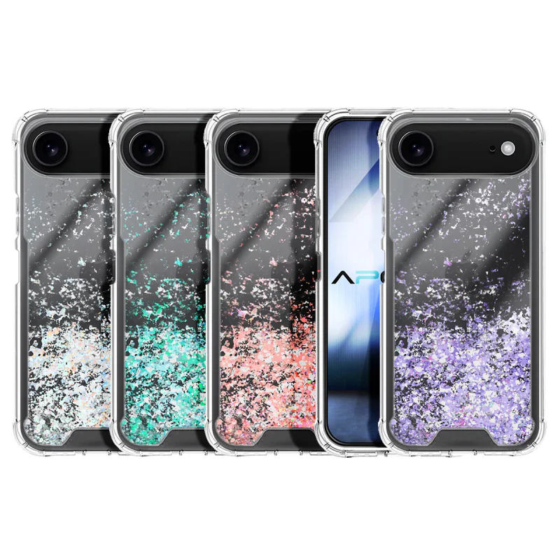 Capa Apokin para Apple iPhone 17 Air Gel Transparente com Purpurina Lilás - Imagem 1