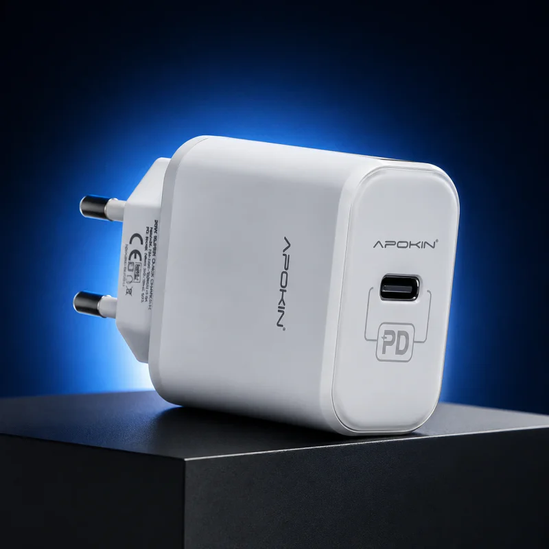 Carregador de Rede Apokin USB-C 20 W com Cabo USB-C para USB-C Branco - Imagem 3