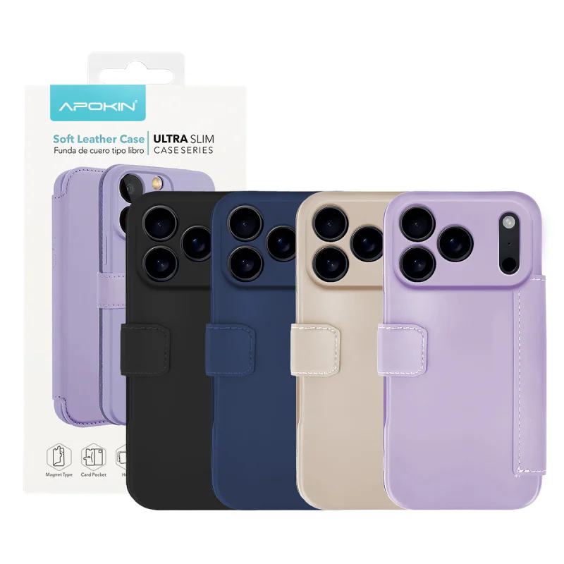 Capa com Tampa Apokin para iPhone 17 Pro Max em Silicone Suave Azul - Imagem 1