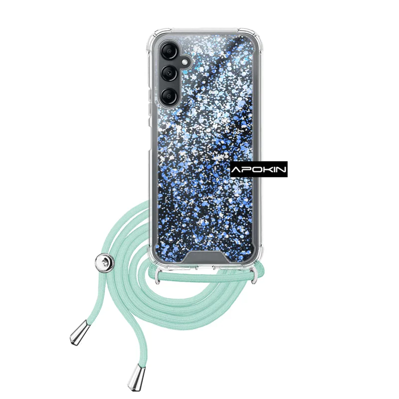 Capa Apokin para Samsung Galaxy A14 5G em Gel Transparente com Cordão Lilás - Imagem 4