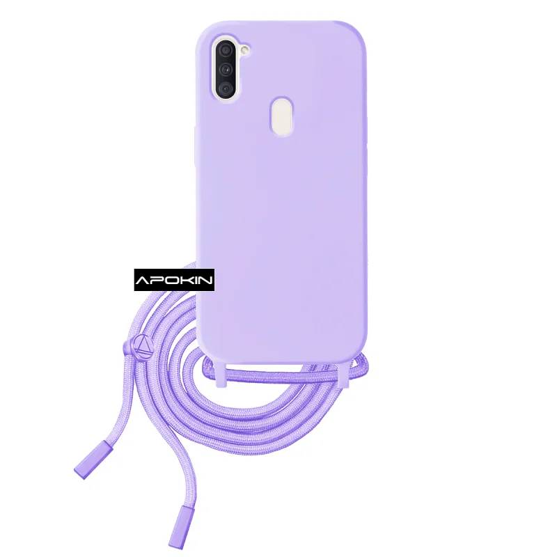 Capa de Silicone Suave Apokin para Samsung Galaxy A11 com Cordão Amarelo - Imagem 4