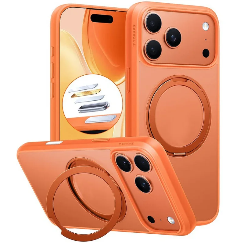 Capa Apokin Torras Ostand Pro para iPhone 17 Pro Max / 18 Pro Max com Suporte Laranja