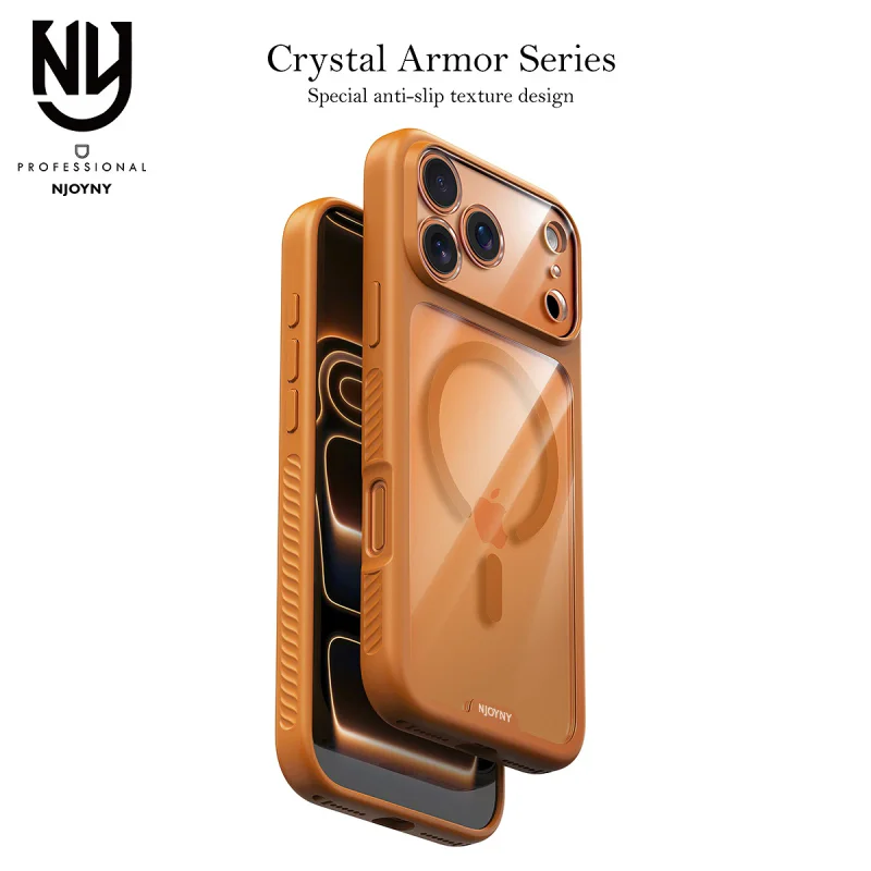 Capa Apokin NJOYNY Crystal Armor E1-MAG para iPhone 17 Pro e iPhone 18 Pro Azul - Imagem 3