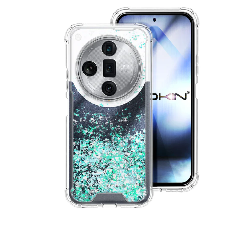 Capa Apokin para Oppo Find X7 em Gel Transparente com Brilhos Turquesa - Imagem 4