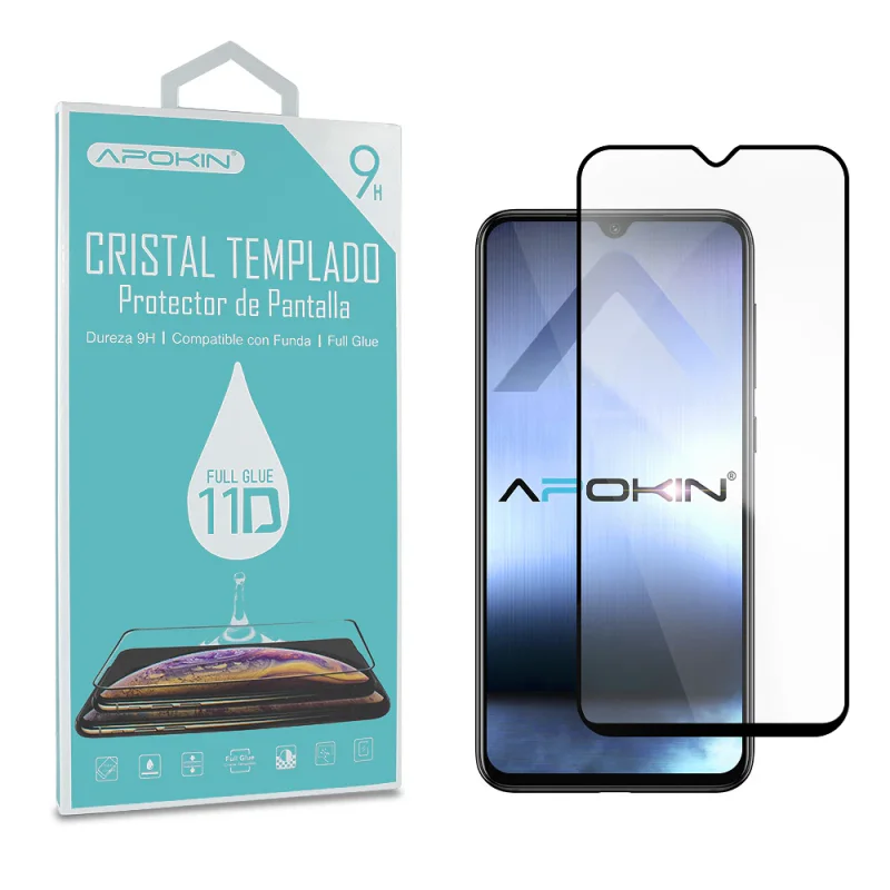 Película Apokin para Xiaomi Mi 9 Vidro Temperado 11D Full Glue Curvo Preto - Imagem 2
