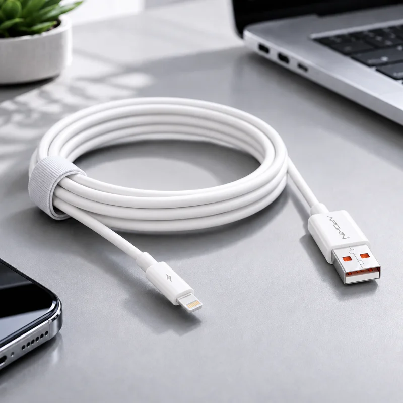 Cabo Apokin USB-A para Lightning 12 W 2,4 A 2 m Branco - Imagem 3
