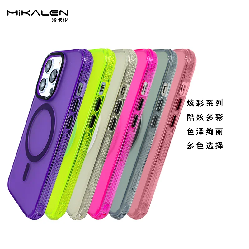 Capa Apokin Mikalen Flúor com MagSafe para iPhone 15 Pro Variedade de cores - Imagem 3