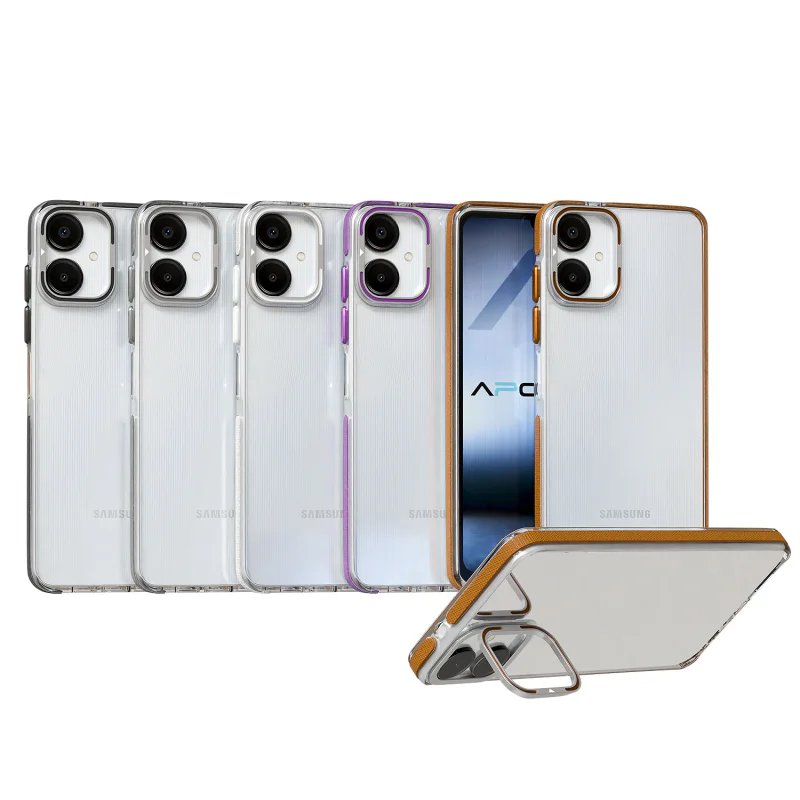 Capa Apokin para Samsung Galaxy A06 Acrílica com Borda em Silicone e Suporte Branco