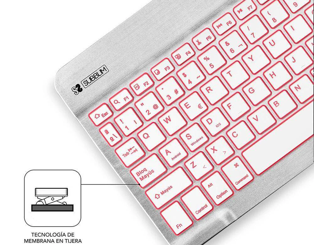 Teclado Compacto Sem Fios Subblim Smart Backlit Bluetooth Retroiluminado Prateado - Imagem 4