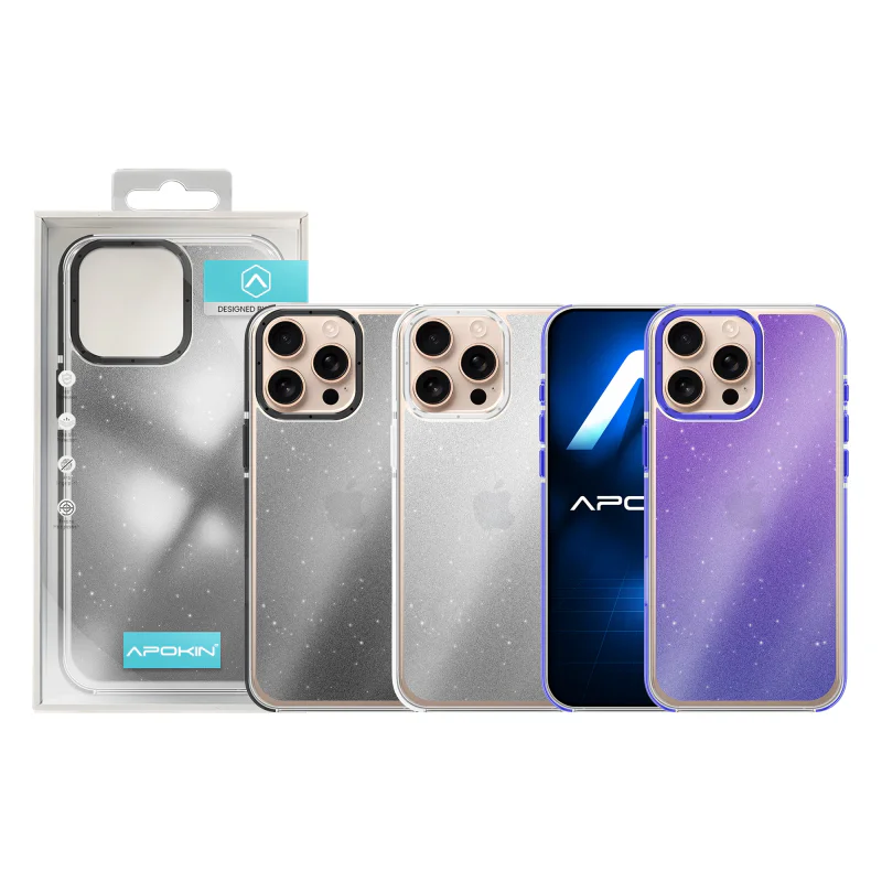Capa Apokin para iPhone 14 com Purpurina Prata - Imagem 1