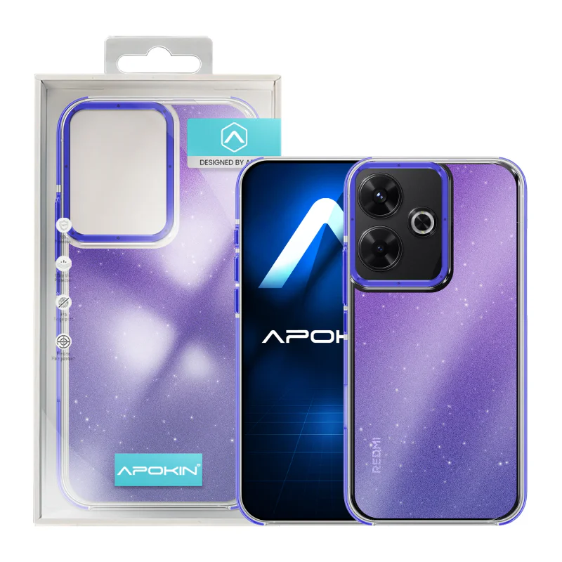 Capa Apokin para Xiaomi Redmi 13 Acrílica Rígida com Purpurina Preto - Imagem 4