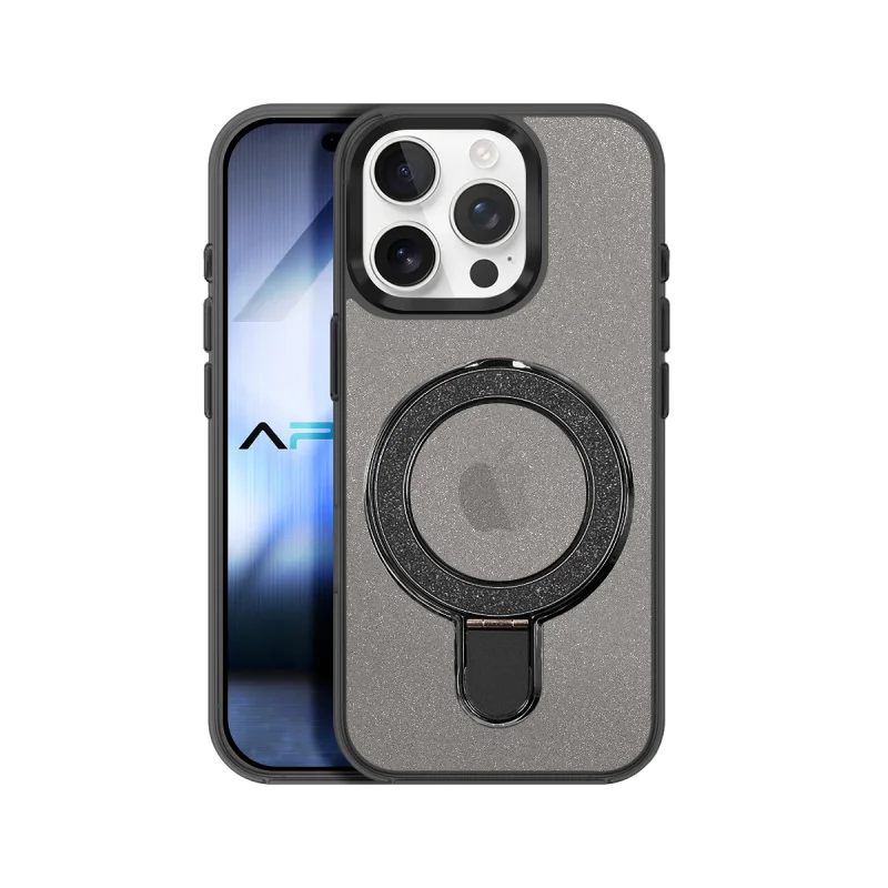 Capa com Purpurina e Anel MagSafe Apokin para iPhone 15 Preto - Imagem 5