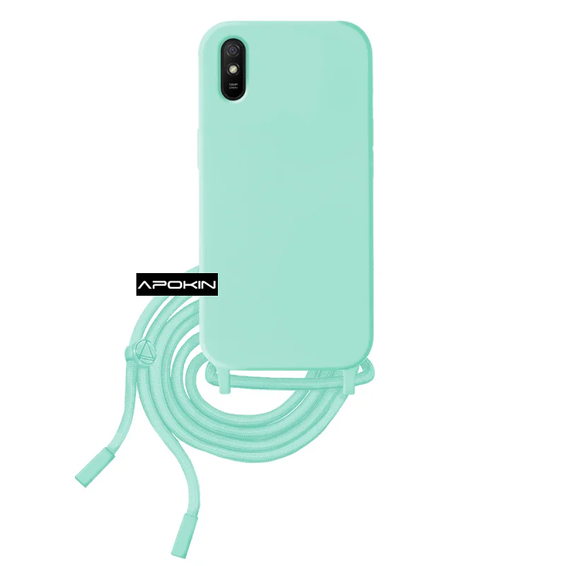 Capa Macia Apokin para Xiaomi Redmi 9A com Cordão Azul turquesa - Imagem 2
