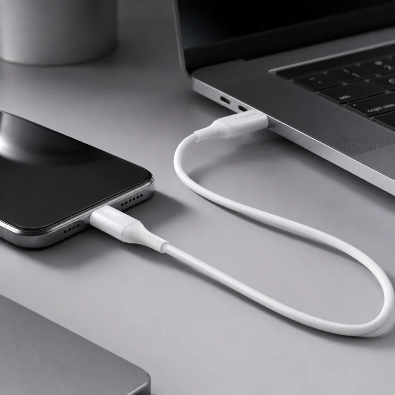 Cabo USB-C para Lightning Apokin Série Básica 27 W Branco - Imagem 4