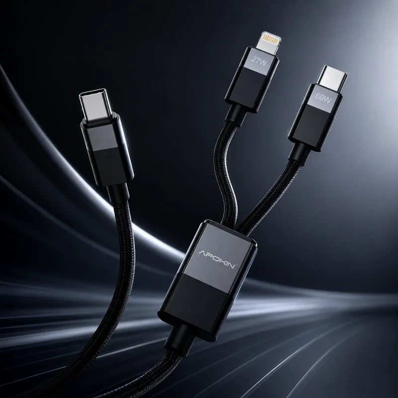 Cabo Apokin 2 em 1 USB-C para Lightning 60 W 3 A 1,2 m - Imagem 3