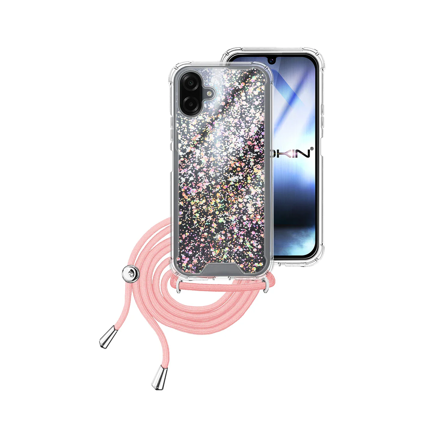 Capa Apokin para Samsung Galaxy A07 em Gel Transparente com Cordão Rosa - Imagem 1