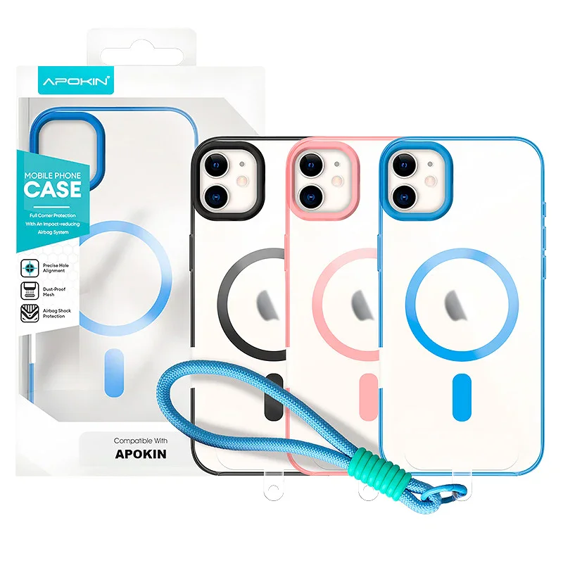 Capa Silicone Apokin para iPhone 11 com Correia e MagSafe Preto