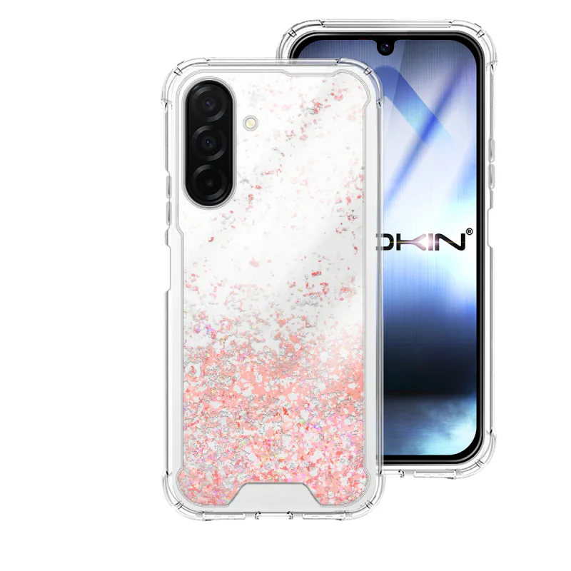 Capa Apokin para Samsung Galaxy A26 Gel Transparente com Purpurina Azul Turquesa - Imagem 6