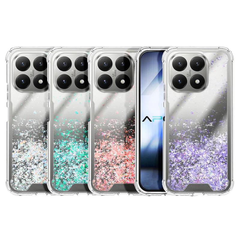 Capa Apokin Panpurin para Xiaomi 15T Gel Acrílico Glitter Azul Turquesa