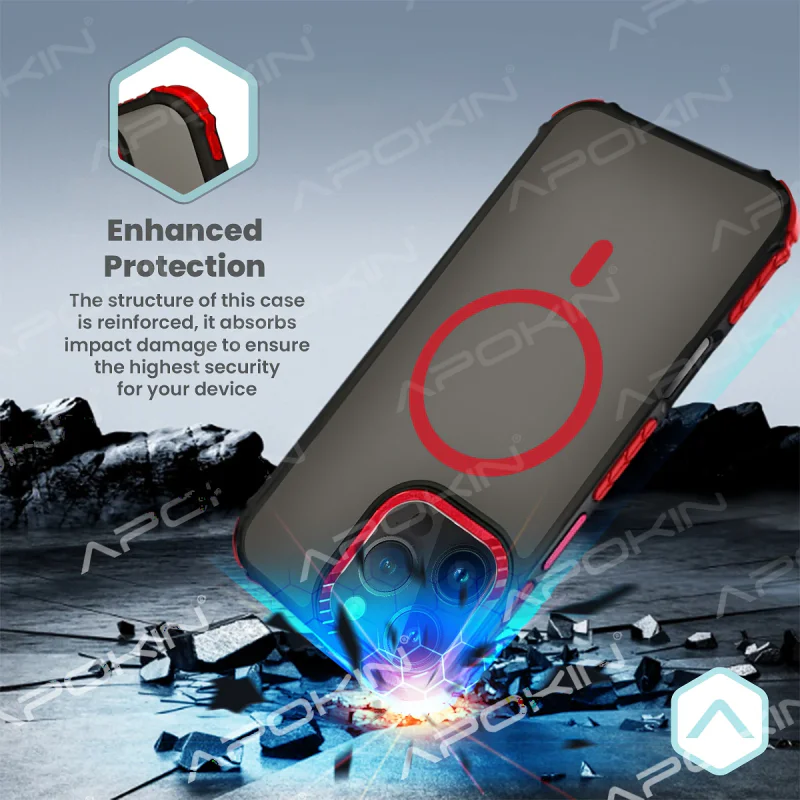 Capa Apokin Rock para Apple iPhone 15 Pro Max com MagSafe Efeito Fumado Vermelho - Imagem 3