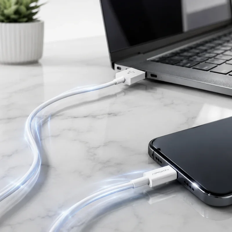 Cabo USB-A para USB-C Apokin C009A-C 1 m 2 A Branco - Imagem 4