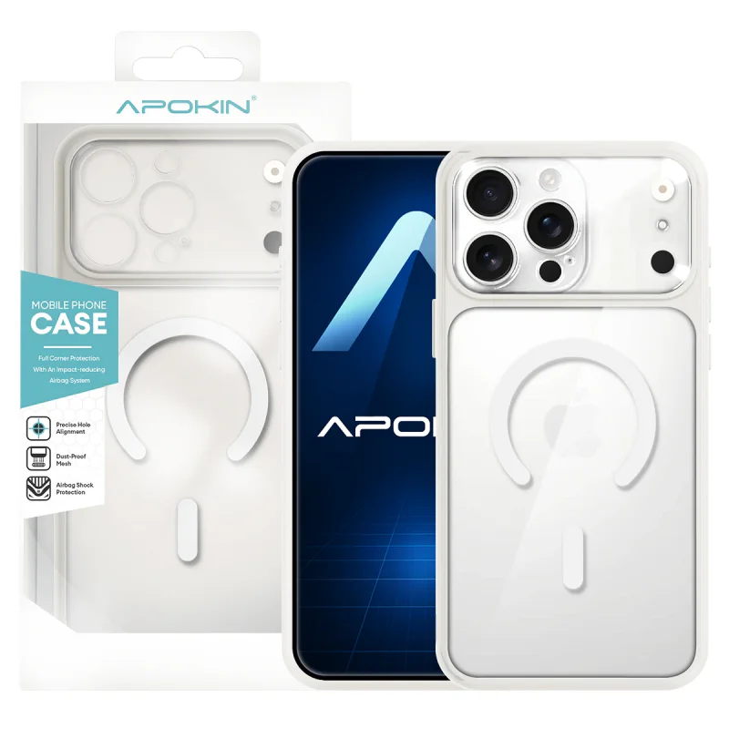 Capa Magnética Apokin iPhone 16 Pro Transparente com MagSafe e Proteção de Câmara Azul - Imagem 3