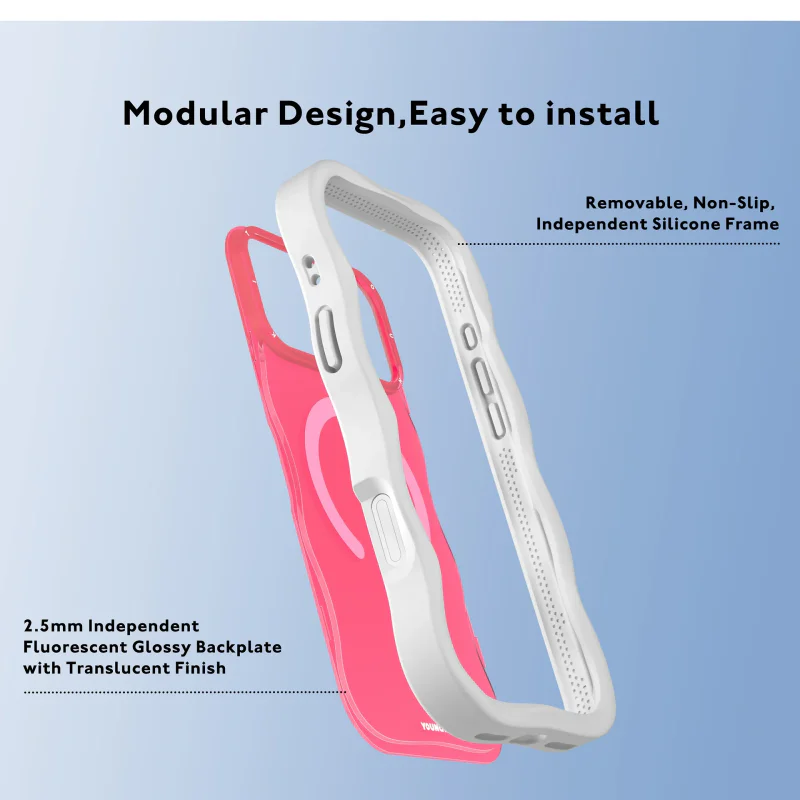Capa Apokin Youngkit Big Wave Magnética para iPhone 17 Pro e 18 Pro Branco e Rosa - Imagem 3
