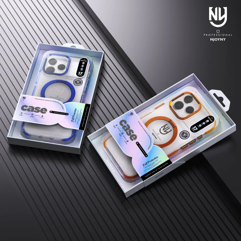 Capa Njoyny Phantom Armor com Suporte para iPhone 17 Pro Várias Cores Laranja - Imagem 2