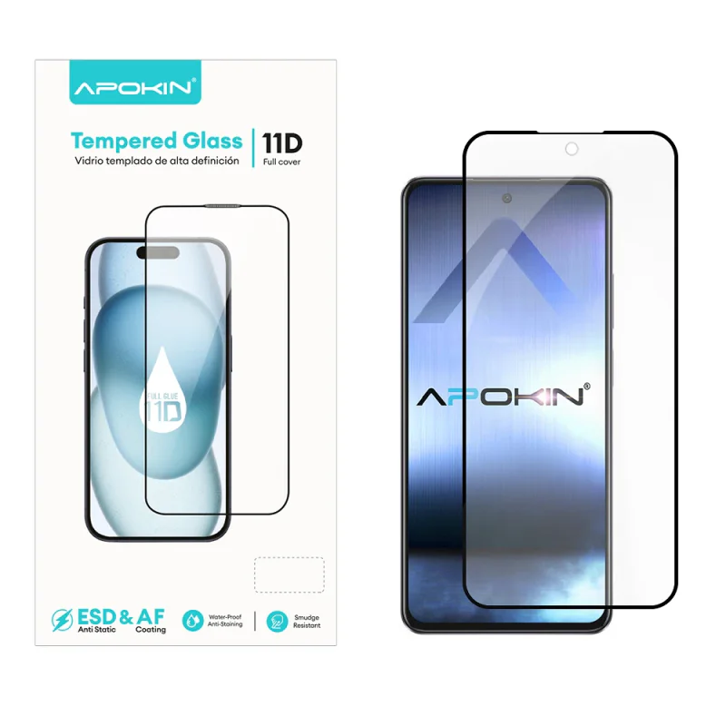 Película de Vidro Temperado Apokin para Oppo A40 / A60 / A80 Full Glue 11D Preto