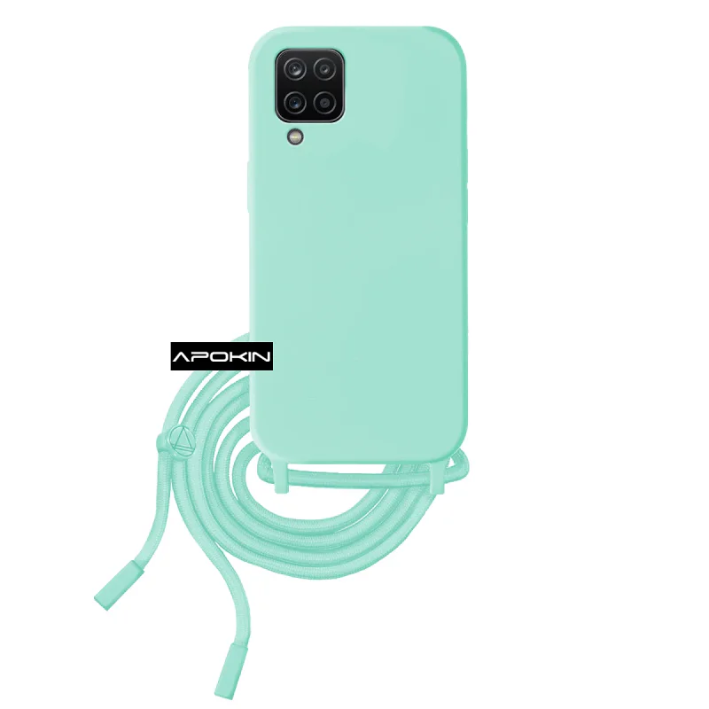 Estojo Macio Apokin com Cordão para Samsung Galaxy A12 Rosa - Imagem 2