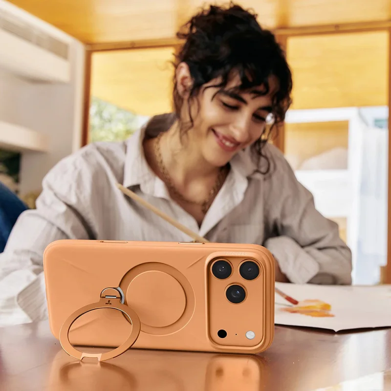 Capa Apokin Torras Ostand Spin Softune Series para Apple iPhone 17 Pro e iPhone 18 Pro Azul Marinho - Imagem 5