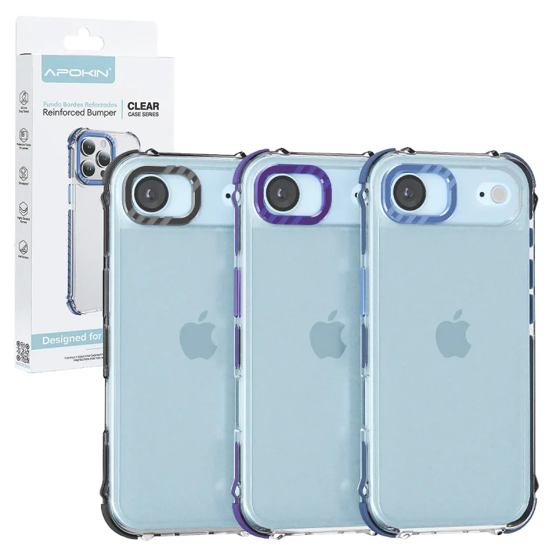 Capa Antichoques Apokin Rock para iPhone 17 Air Transparente Lilás - Imagem 1
