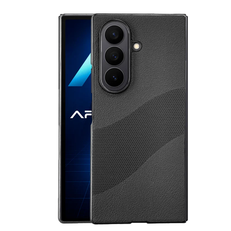Capa de Livro Apokin para Samsung Galaxy Z Fold7 em Pele com Relevo Preto - Imagem 2
