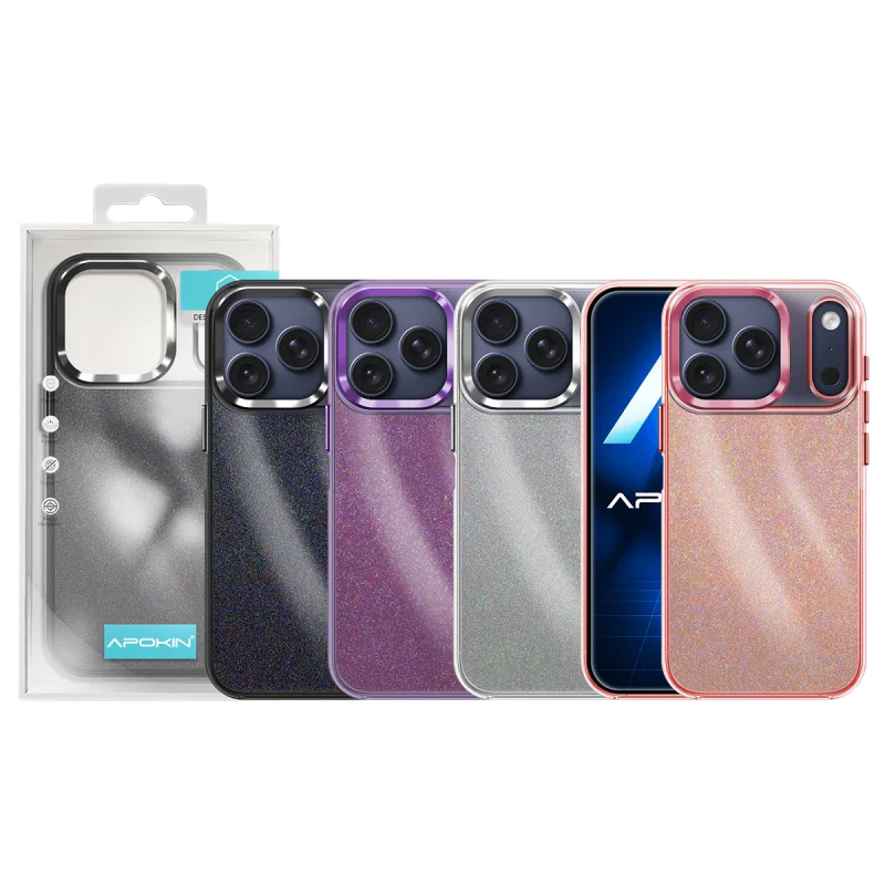 Capa Apokin para Apple iPhone 17 Pro e 18 Pro com Purpurina Prata - Imagem 1