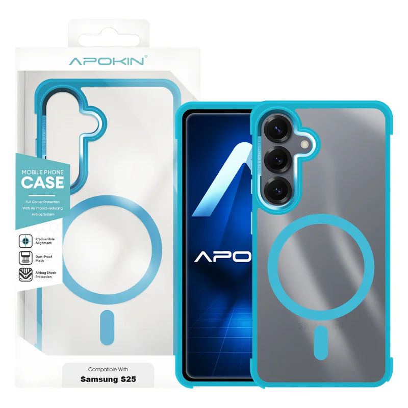 Capa de Silicone Apokin MagSafe para Samsung Galaxy S25 Azul céu - Imagem 5