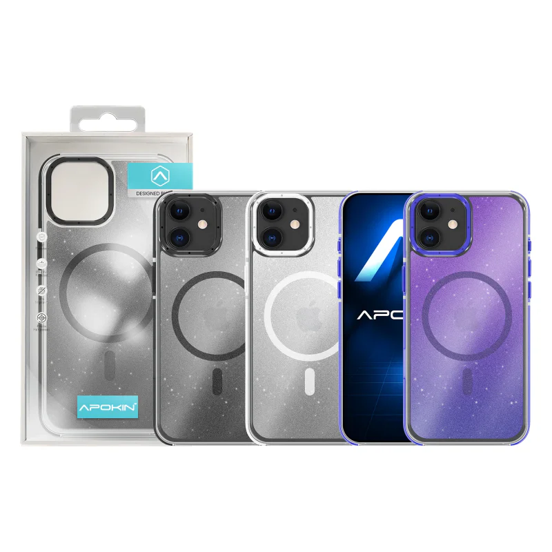 Capa Acrílica Apokin para iPhone 11 com Purpurina e MagSafe Variedade de cores - Imagem 1