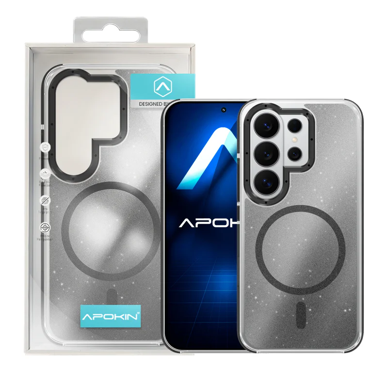 Capa Apokin para Samsung Galaxy S26 Ultra Acrílica com Purpurina e MagSafe Prata - Imagem 2