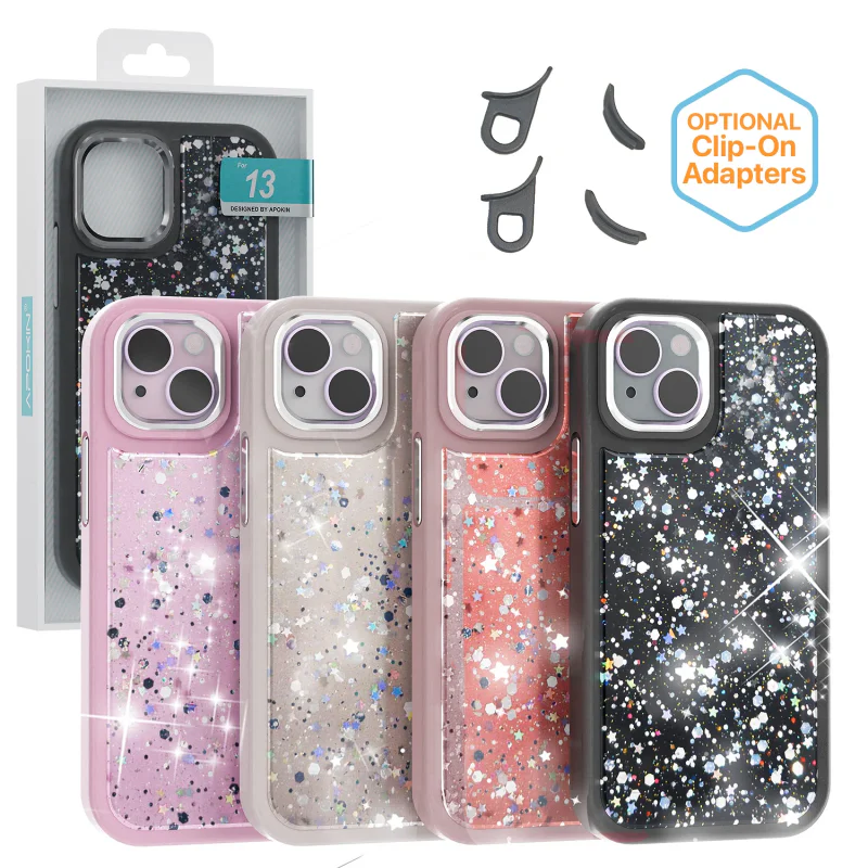 Capa Apokin Bling-Bling com Purpurina para iPhone 13 / 14 Variedade de cores