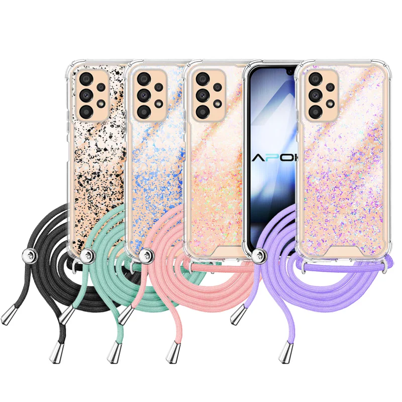Capa de Gel Apokin Transparente com Cordão para Samsung Galaxy A33 5G Lilás - Imagem 1