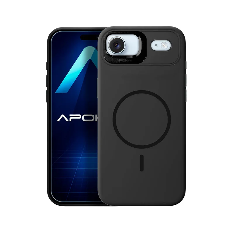 Capa Apokin para iPhone 17 Air Silicone Premium com MagSafe e Suporte Dourado - Imagem 2