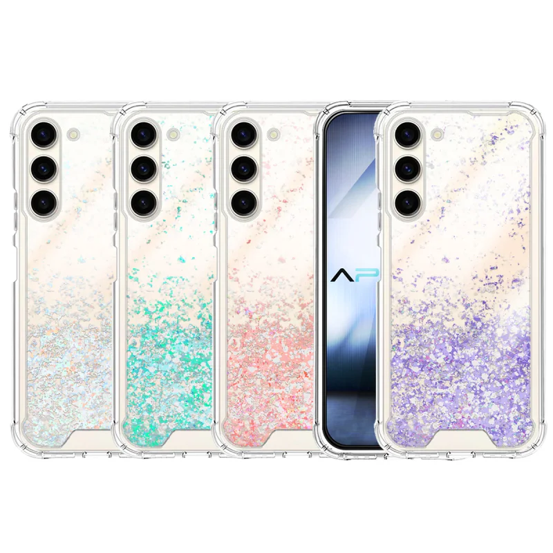 Capa Apokin Gel Transparente com Purpurina para Samsung Galaxy S23 Rosa - Imagem 1