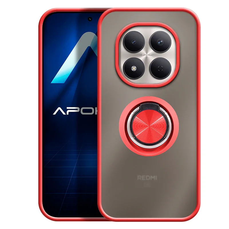 Capa de Gel Apokin para Xiaomi Redmi Note 15 Pro com Suporte Magnético Fumê Vermelho - Imagem 4