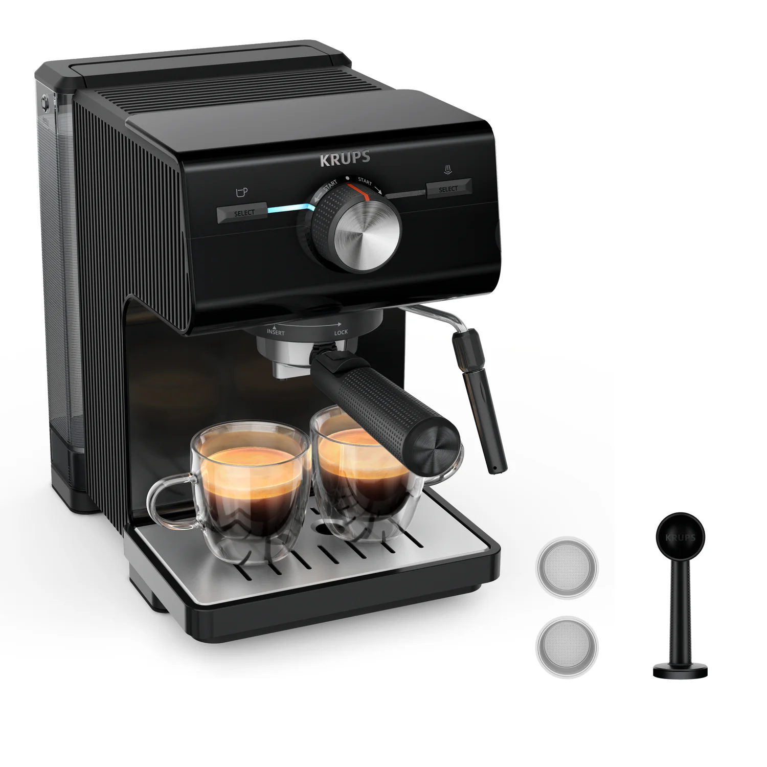 Máquina de Café Expresso Manual Krups Authentic XP381810 15 Bar 2 L com Vaporizador Preta