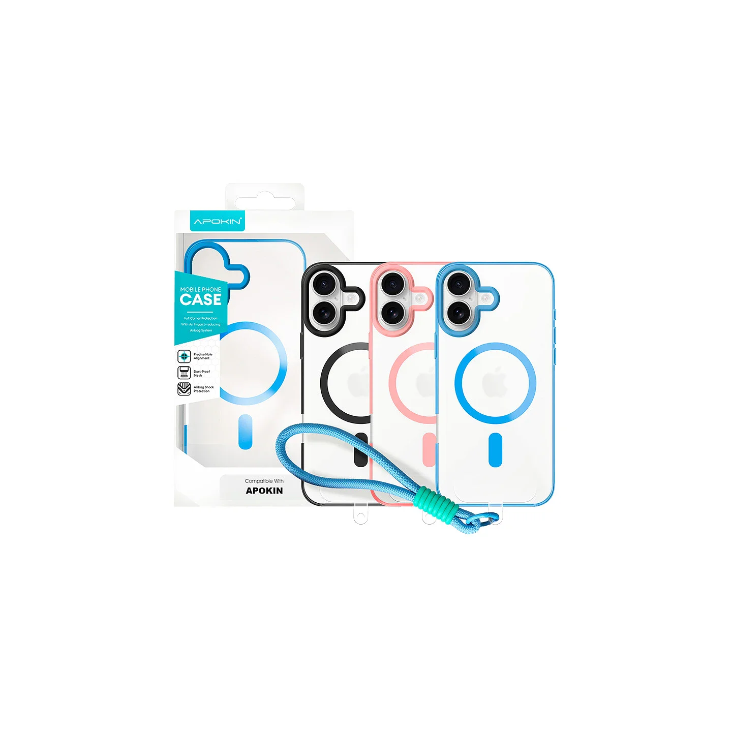Capa de Silicone Apokin com MagSafe e Correia para iPhone 16 Plus Várias Cores - Imagem 1