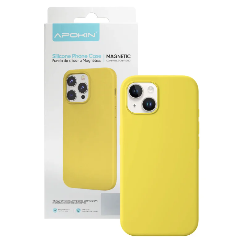 Capa de Silicone Líquido Apokin para iPhone 13 e 14 com MagSafe Preto - Imagem 5