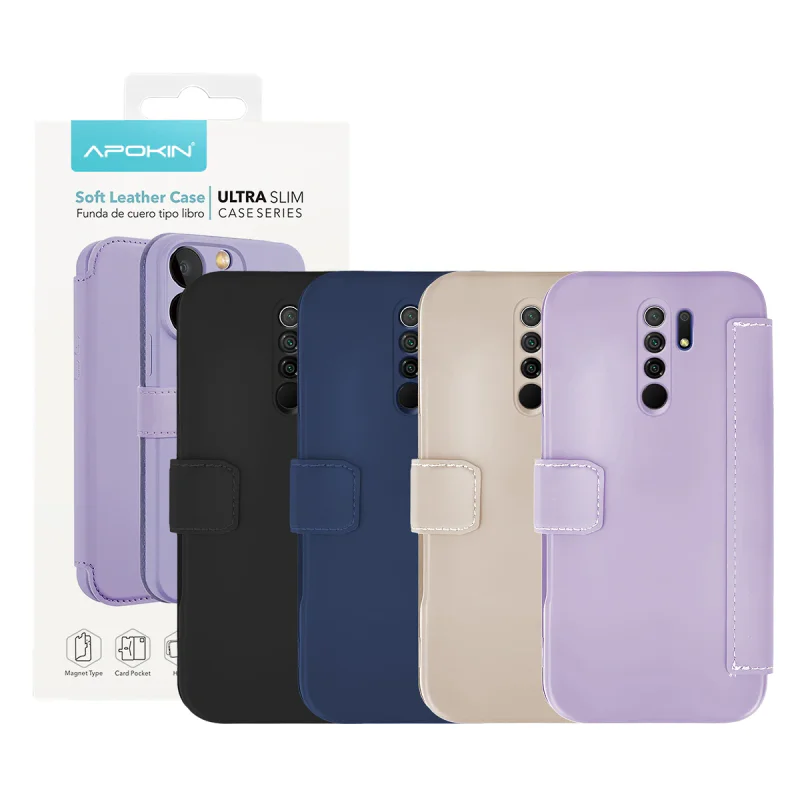 Capa Apokin para Xiaomi Redmi 9 Silicone Efeito Pele Preto