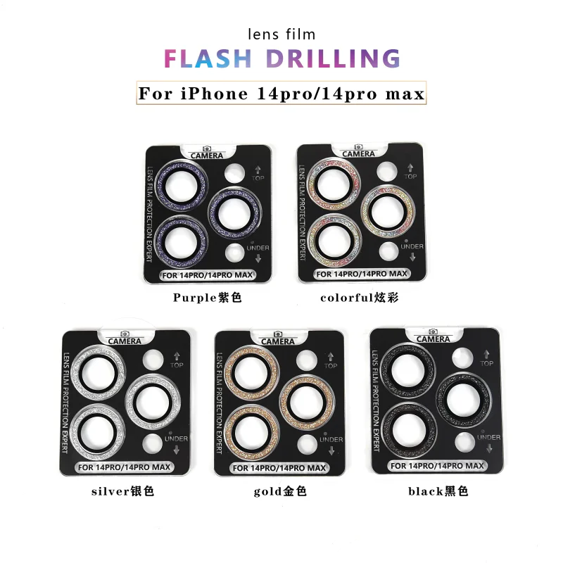 Protetor de Lentes de Câmara Apokin em Alumínio Brilhante para iPhone 14 Pro e 14 Pro Max Preto