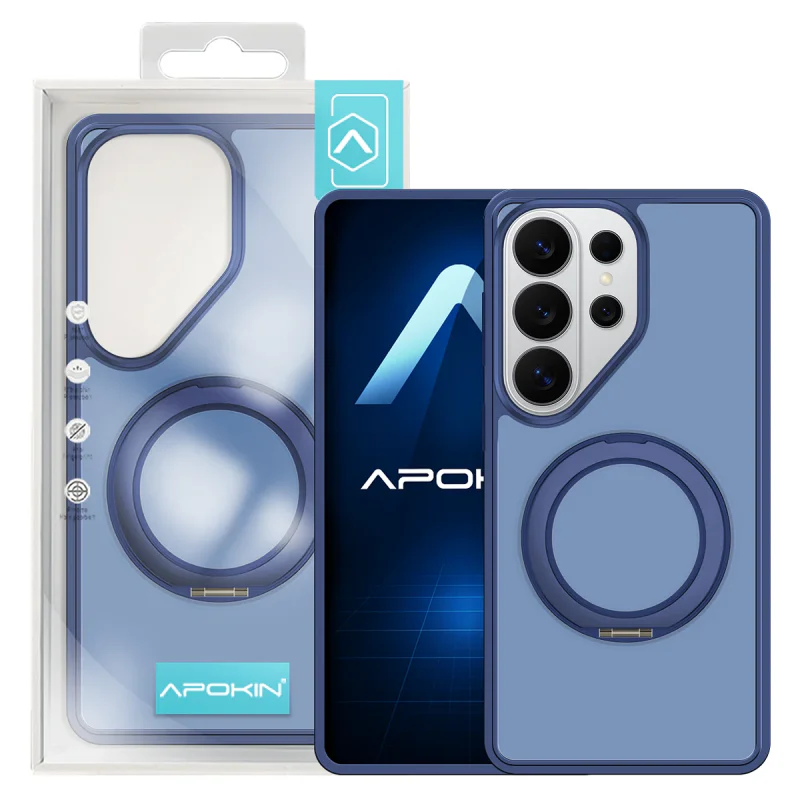 Capa Apokin para Samsung Galaxy S26 Ultra Fosca com Aro MagSafe e Suporte Preto - Imagem 4
