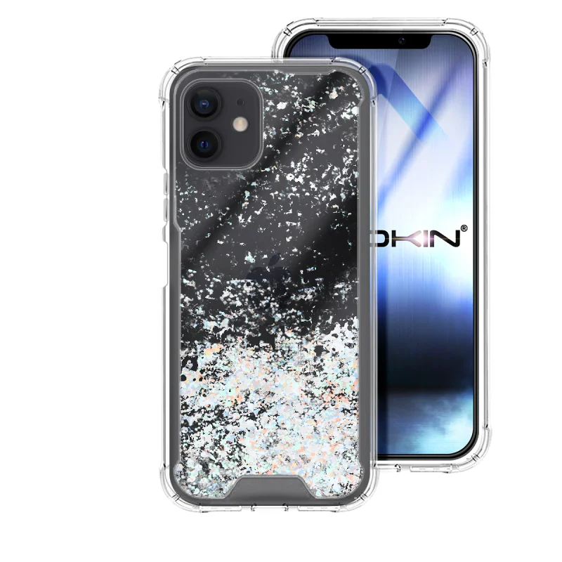Capa de Gel Apokin para iPhone 12 e 12 Pro Transparente com Glitter Lilás - Imagem 5